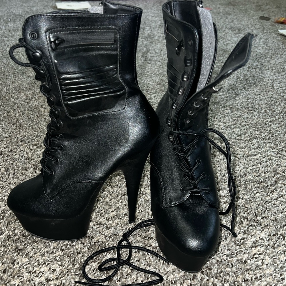 Pleaser Flamingo Leather heeled boots